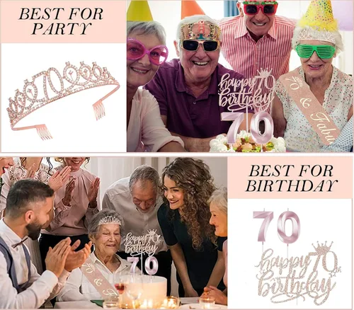 Miniatura 86 de Decoraciones de cumpleaños de 30 años para ella, banda y corona de cumpleaños de 30 años, adorno para pastel de cumpleaños y velas, tarjeta