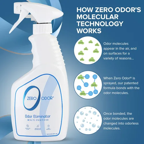 Miniatura 9 de Zero Odor Eliminador de olores multiusos - Olor de aire y superficie - Tecnología patentada para baño, cocina, tela, armario, huele muy bien