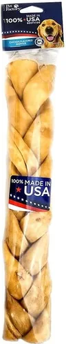 Miniatura 5 de Pet Factory 100% fabricado en Estados Unidos, piel de res trenzada de 12 pulgadas, sabor natural, 1 unidad/1 paquete