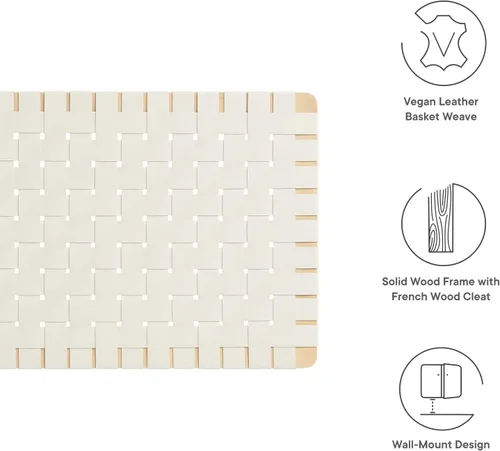 Miniatura 3 de Modway Sparta Cabecera Individual de Cuero Vegano Tejido en Beige Natural, Cabecera Individual de Cuero Sintético Solamente con Diseño de Montaje