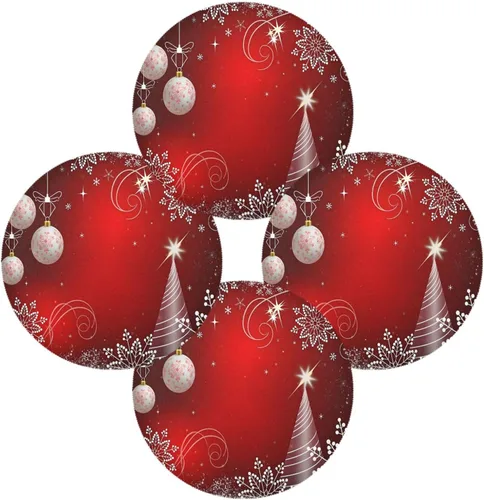 Miniatura 2 de ALAZA Manteles individuales redondos de Navidad rojos brillantes para mesa de comedor, 1 unidad, manteles individuales para decoración de mesa