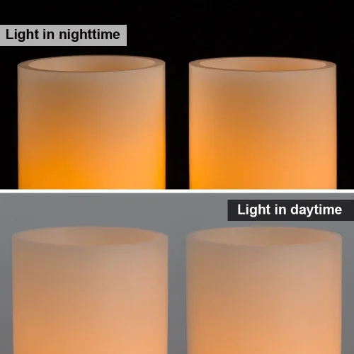 Miniatura 5 de Homemory Velas de cera sin llama de 5 x 3 pulgadas, velas LED de pilar con control remoto y temporizador, luz parpadeante amarilla ámbar