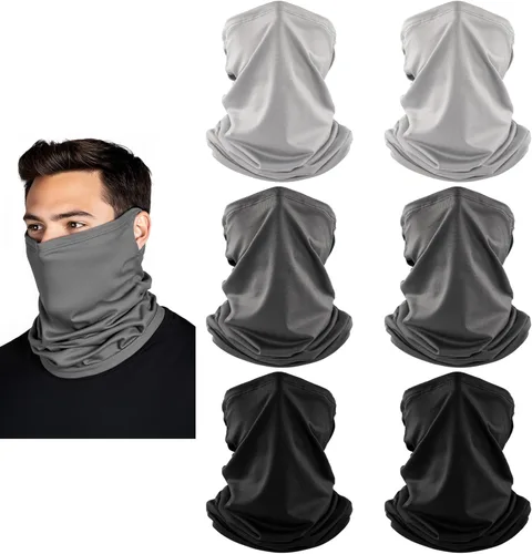 HONGTEYA Paquete de 6 Mascarillas Faciales con Polaina para el Cuello: Cubierta Facial Transpirable Resistente al Viento Pasamontañas con Trabillas