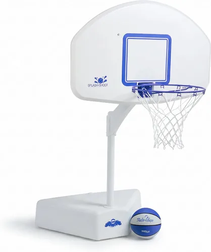 Miniatura 13 de Dunn-Rite Splash & Shoot, aro de baloncesto ajustable para piscina al aire libre con altura variable, pelota, base y borde de acero inoxidable de 18