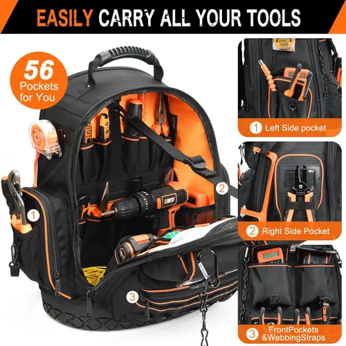 Miniatura 3 de Mochila Bolsa de herramientas - Mochila de herramientas LOKASS Organizador de herramientas resistente, mochila de herramientas HVAC resistente al