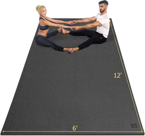 GXMMAT Large Yoga Mat 12'x6'/10'x6'/6'x8'(7mm), Extra Thick Workout Mats for Home Gym Flooring, Ultra Comfortable Non-Slip Quick Resilient Barefoot
