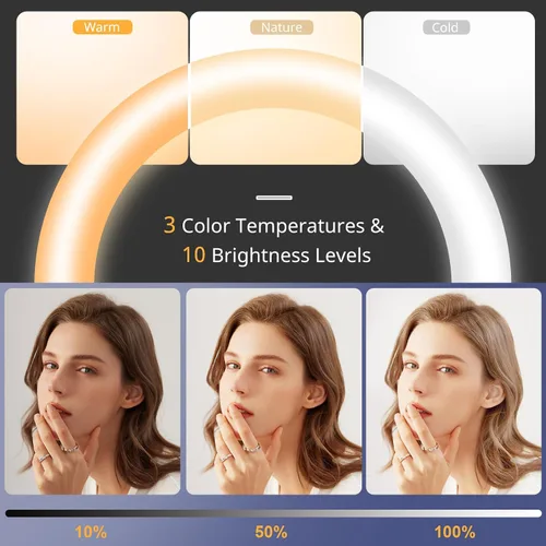 Miniatura 2 de UBeesize - Anillo de luz para selfies de 12" con soporte de trípode extensible de 62" y control remoto, luz LED circular con soporte para teléfono