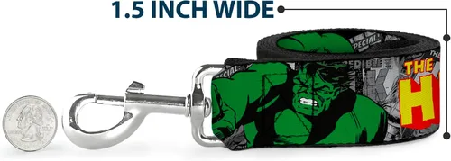 Miniatura 6 de Marvel Comics Correa para mascotas, correa para perro, la increíble acción de Hulk posa cómics apilados, 4 pies de largo 1.0 pulgadas de ancho