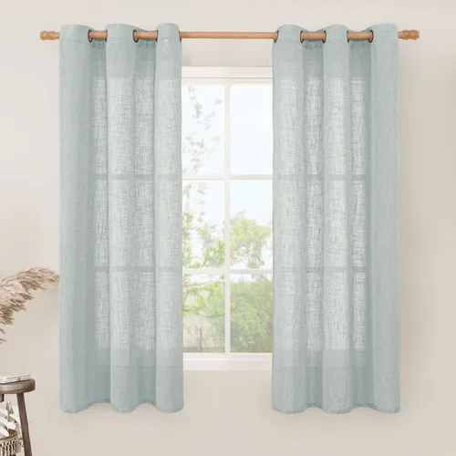 Miniatura 93 de LAMIT Cortinas de lino sintético para dormitorio, paneles filtrantes de luz, cortinas de lino con protección de privacidad con ojales para ventanas