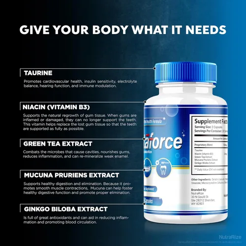 Miniatura 5 de NutraRize Paquete de 3 cápsulas Dentaforce, cuidado totalmente natural para tus dientes y encías, fórmula de salud dental y de encías, combinación