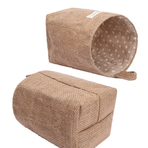 Miniatura 9 de Paquete de 4 bolsas de almacenamiento para colgar en la pared, bolsas de almacenamiento colgantes de algodón y lino, cesta de almacenamiento