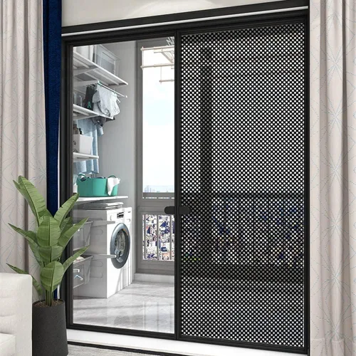 Miniatura 7 de Moyishi Rollo adhesivo electrostático de vinilo negro perforado de una sola vía para ventana de privacidad (12 x 48 pulgadas)