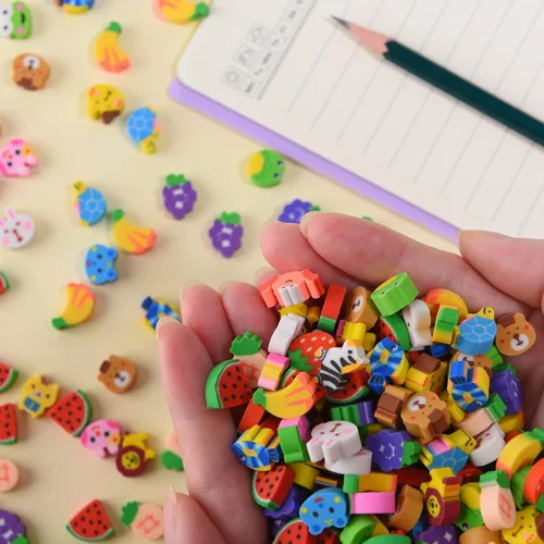 Miniatura 6 de 300 mini borradores para niños a granel, borradores pequeños de animales y frutas