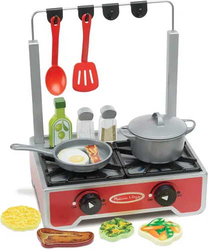 Miniatura 4 de Melissa & Doug Juego de cocina de madera de lujo de 19 piezas con comida de madera, olla y sartén duraderos