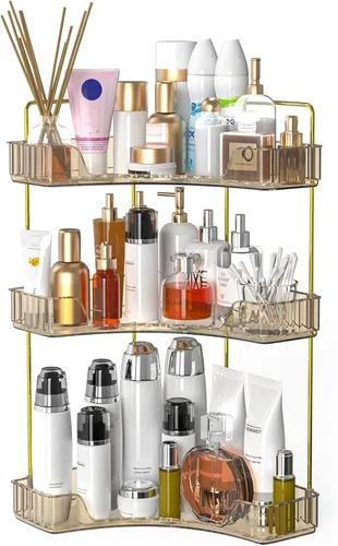 Miniatura 8 de Webetop Organizador de Encimera para Baño, Organizador Esquinero de 3 Niveles para Almacenamiento en Baño, Organizador de Maquillaje, Estante
