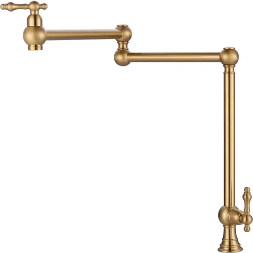 Miniatura 11 de WOWOW Pot Filler Faucet - Grifo de estufa de montaje en cubierta, relleno de olla de latón macizo, negro mate con brazo oscilante elástico de doble