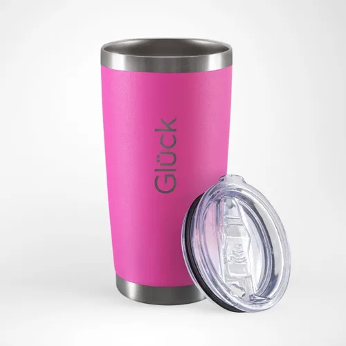 GLUCK LUCKY - Vaso aislado de doble pared de 20 onzas, taza de viaje para oficina en casa, mantiene el café y las bebidas frías y calientes, de
