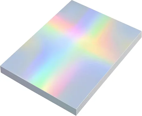60 hojas de 9.5 x 7 pulgadas, tarjetas holográficas metálicas, con purpurina iridiscente, colores mezclados, tarjeta de papel reflectante brillante,