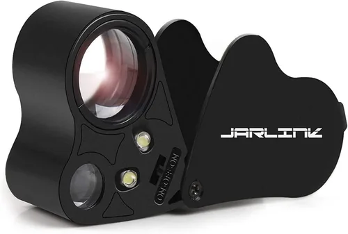 Jarlink 30X 60X Lupa de ojo iluminada para joyeros, lupa plegable para joyería con luz LED brillante para gemas, joyas, monedas, sellos, etc Negro