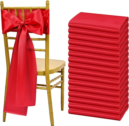 Miniatura 10 de Showgeous 60 cintas decorativas de satén negro para silla, lazos para decoración de banquetes, fiestas, baby shower, eventos (7 x 108 pulgadas)