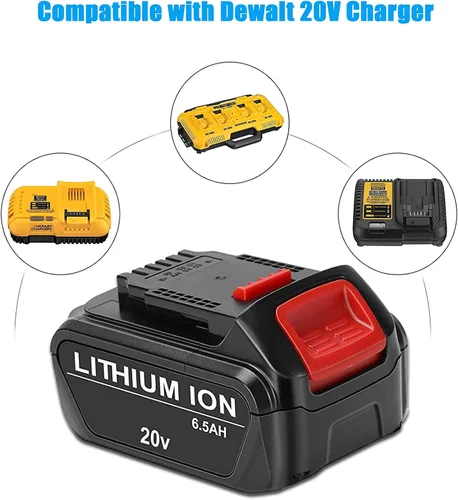 Miniatura 4 de Paquete de 2 baterías de repuesto de 6.5Ah compatibles con DeWalt 20V Max DCB200 DCB204 DCB206 DCB201 DCB203 compatible con herramientas eléctricas