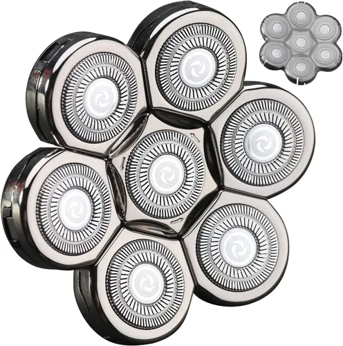 Miniatura 7 de Cabezal de repuesto para afeitadora de cabeza de 7 cuchillas, cabeza de cuchilla de repuesto universal para hombres (7D plateado)