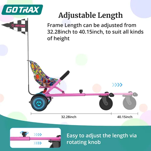 Miniatura 5 de Gotrax Hoverboard - Accesorio de asiento de kart para patineta de equilibrio automático de 6.5", 8", 8.5", 10", longitud del marco ajustable