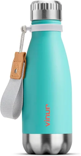 Miniatura 24 de VINUR Botella de agua para niños, 9 onzas, acero inoxidable, doble pared, aislada al vacío, botella de agua para la escuela, frasco en forma de cola