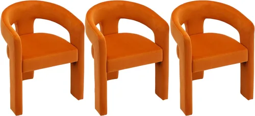 Miniatura 27 de VESCASA Silla de Comedor de Barril de Terciopelo con Respaldo Abierto, Sillón Lateral de Acento Moderno Tapizado con 3 Patas para Caqui-terciopelo