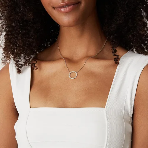 Miniatura 10 de PAVOI 14K Gold Plated Circle CZ Solitaire Necklace Elegant Bezel Pendant Dainty Cubic Zirconia Halo Choker Necklaces for Women