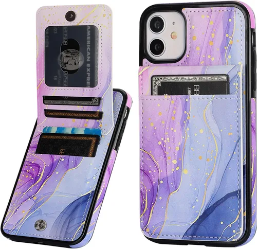 Miniatura 9 de Vaburs Funda para iPhone 11 Pro Max con tarjetero y cartera, diseño de mandala en relieve, piel sintética, 5 ranuras para tarjetas, soporte a prueba