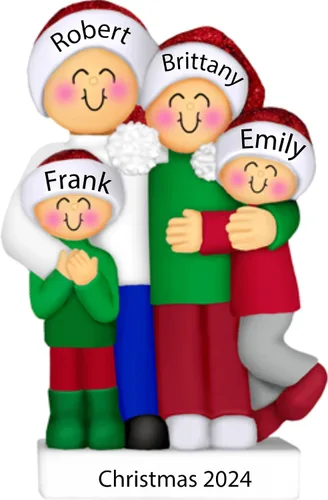 Adorno personalizado para árbol genealógico 2024, bola de Navidad personalizada para familia de cuatro nietos