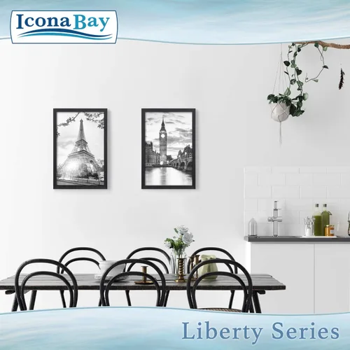 Miniatura 6 de Icona Bay Marco negro de 12 x 18 pulgadas, marco compuesto de madera resistente (no plástico PS), marcos de estilo moderno, colección Liberty