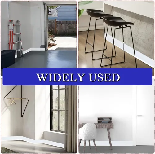 Miniatura 5 de LSGCQ Moldura flexible para zócalo de 4 pulgadas x 20 pies, base de pared de vinilo autoadhesivo para despegar y pegar, base de goma para moldura
