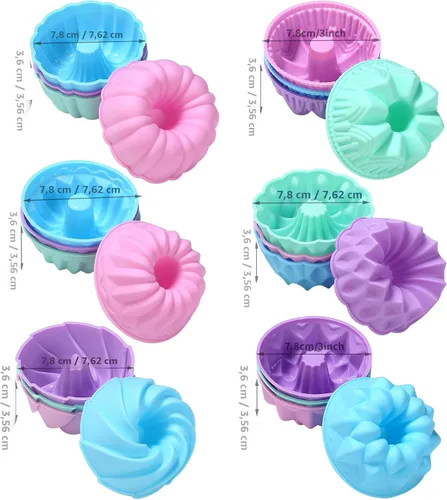 Miniatura 6 de To Encounter Paquete de 24 moldes de silicona – Molde de silicona antiadherente de 3 pulgadas para donas, tazas para hornear, molde para donas