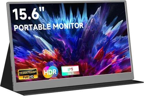 Miniatura 8 de qaf Monitor portátil de 15.6 pulgadas para laptop, monitor de computadora FHD 1080P USB-C HDMI 100% sRGB HDR pantalla IPS, segunda pantalla de viaje