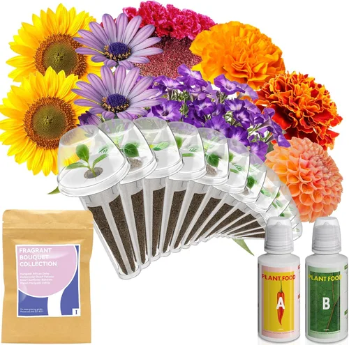 Kit de vaina de semillas con fragancia Inbloom para AeroGarden, iDoo, Ahopegarden, GARDENCUBE, 12 vainas (350+ semillas de flores con girasol,