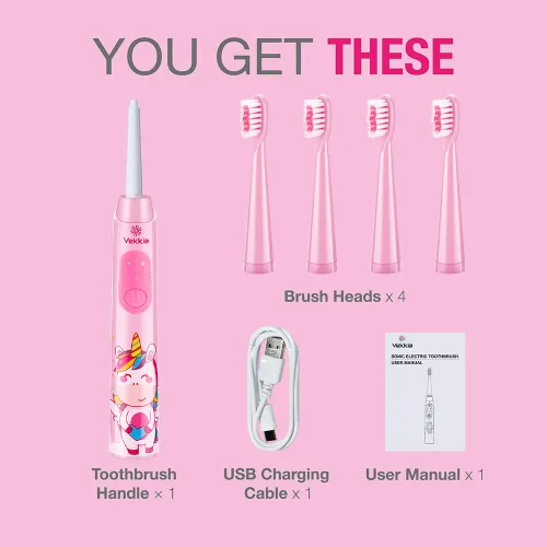 Miniatura 7 de Vekkia - Cepillos de dientes eléctricos para niños Rosa