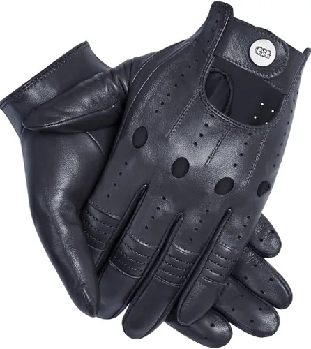 Miniatura 13 de GSG Guantes de cuero genuino para hombre de piel de oveja negros para conducir en bicicleta con pantalla táctil, guantes de motocicleta sin forro