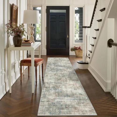 Miniatura 4 de Alfombras de Pasillo Lavables de 2'6''x8': Alfombra de Pasillo Moderna Abstracta para Interiores, Suave, Pelo Bajo, Alfombra Delgada, Multi