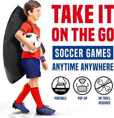 Miniatura 3 de NET Playz Soccer Goals Soccer Net - Kids Pop-up Football Goals for Backyard Practice & Training, Portable 4' x 3', Black