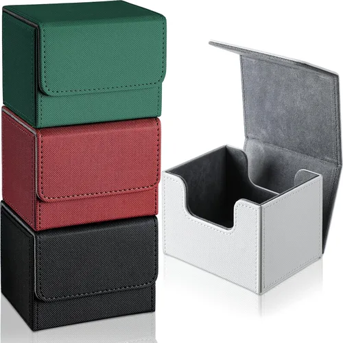 Yookeer 4 Piezas Cajas de Cartas de Cuero para Mazo Cajas de Juego de Cartas de Mazo para Caja de Cartas Coleccionables Compatible con MTG Commander