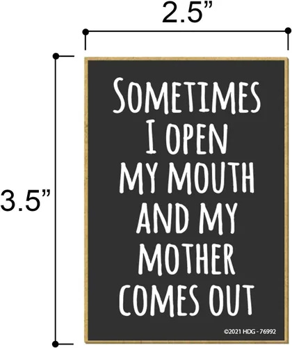 Miniatura 2 de Honey Dew Gifts, Sometimes I Open My Mouth and My Mother Comes Out, 2.5 pulgadas x 3.5 pulgadas, nevera divertida, decoraciones de casillero, imanes