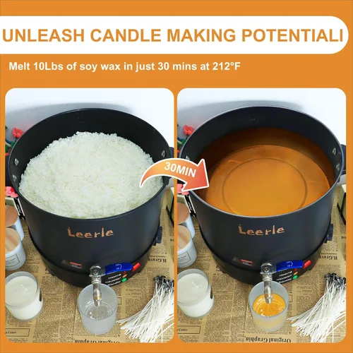 Miniatura 5 de Leerie L10 - Kit de olla de fusión de cera eléctrica extra grande para hacer velas, 20 libras para hacer velas, con núcleo de calefacción, boquilla
