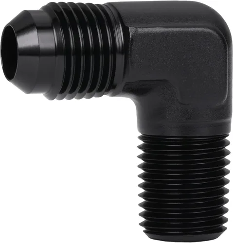 Miniatura 13 de 3AN macho Flare a 1/4 NPT tubo macho 90 grados codo adaptador unión aluminio negro