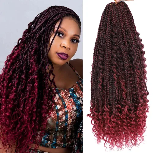 Miniatura 6 de Ayana - Trenzas de ganchillo, bohemias, con extremos rizados Crochet Braids Box. 3 extensiones de cabello sintético de trenzas de ganchillo Goddess