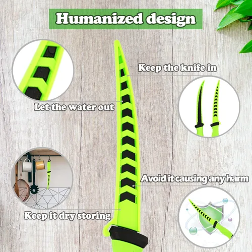 Miniatura 7 de Cuchillo de filete, cuchillo de filete profesional de 7 pulgadas para pescado, cuchillos de pesca con hoja de acero inoxidable con afilador y Verde