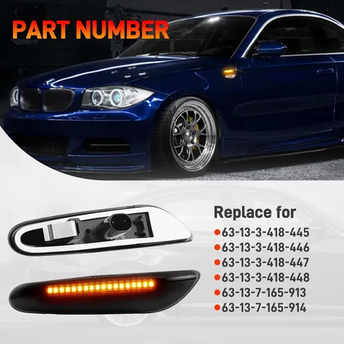 Miniatura 3 de Kit de Ensamblaje de Luces Marcadoras Laterales LED con Lente Ahumado, Lámpara de Señal de Giro Ámbar para Lado Delantero del Conductor y Pasajero