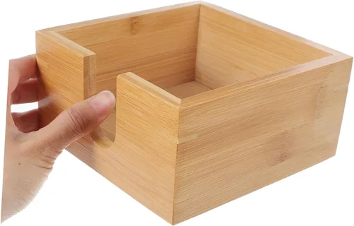 Miniatura 4 de Alipis Servilletero de bambú para mesa de comedor y cocina, dispensador de pañuelos de madera plano