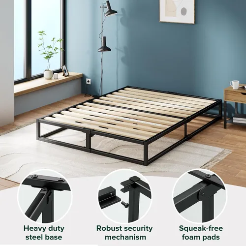 Miniatura 3 de Zinus Joseph - Marco de cama de plataforma de 10 pulgadas, soporte de listones de madera, no necesita somier, embalaje ecológico WonderBox(TM)